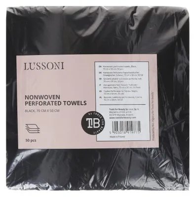 Produktbild von LUSSONI 50 Stück Nonwoven Perforierte Papierhandtücher, Einwegtücher, Schwarz, 70cm x 50cm