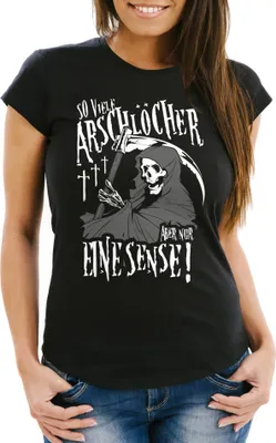 Produktbild von Damen T-Shirt So viele Arschlöcher aber nur eine Sense Slim Fit Moonworks® schwarz S