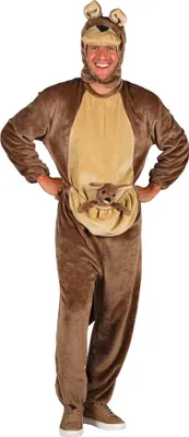 Produktbild von T4070/T4071-XL-XXL braun Känguru Kostüm Damen Herren 3tlg.Overall-separate Mütze&Baby Gr.XL-XXL Körpergröße ca.180-200 cm