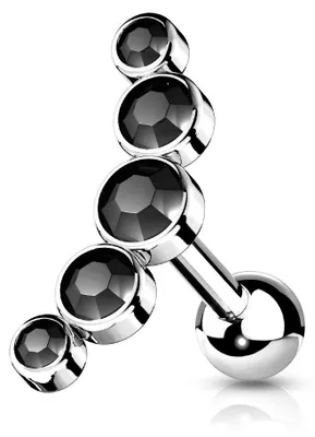 Produktbild von Helix Piercing „5 Kristalle gebogen“ Schwarz