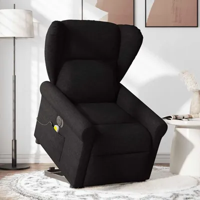 Produktbild von vidaXL Elektrischer Massagesessel mit Aufstehhilfe Schwarz Stoff