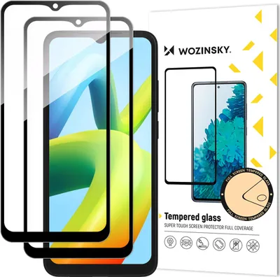 Zdjęcie produktu dla Wozinsky Full Glue Tempered Glass 2x szkło hartowane do Xiaomi Redmi A2 / Redmi A1 9H na cały ekran z czarną ramką