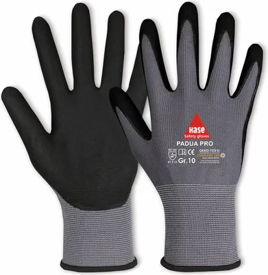 Immagine prodotto di HASE GUANTI DI SICUREZZA Guanti da lavoro, Padua Pro, EN 388, EN 420, taglia 6, grigio/nero