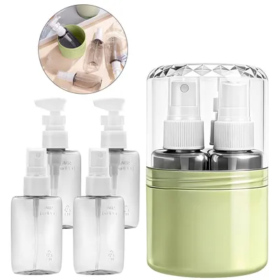 Produktbild von 4-in-1 wiederverwendbare Reise-Nachfüllflaschen, Reise-Dispenser-Set aus Silikon,Flüssigkeitsbehälter für unterwegs,für Reisen und Flugzeug-Handgepäck