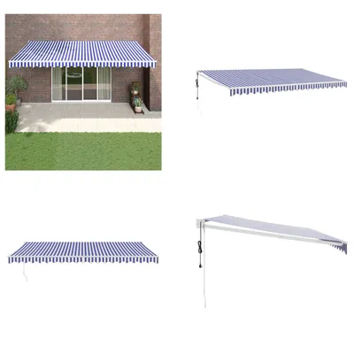 Immagine prodotto di vidaXL Tenda da sole elettrica a manovella blu e bianca 5x3 m - Tenda da sole - Tenda da sole retrattile - Tenda da sole retrattile