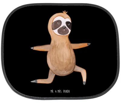 Produktbild von Mr. & Mrs. Panda Sonnenschutz Auto Faultier Yoga - Schwarz - Geschenk, Meditation, kfz blendschutz, hitzeschutz, Sonnenblende, Namaste, autofenster uv schutz