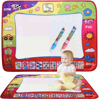 Produktbild von Wasser Doodle Mat XL 80x60cm mit 2 Stifte Malbücher Magic Water Drawing Painting Grosse Matte Kinder Baby Malset fleckenfreien Malspaß ab 3 Jahr Retoo