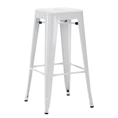 Produktbild von Duhome Barhocker 4er Set, 76 cm Sitzhöhe, Stapelbare Metall-Barstühle mit Fußstütze, Tresenhocker im Industrial Design, Weiß