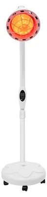Image de Lampe chauffante infrarouge - Lampe de thérapie sur pied - 275 W - 220 V, prise européenne - Minuterie 5–60 min - Télécommande et boutons - Blanc