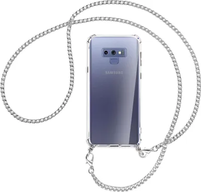 Produktbild von Handykette Backcover-Schutzhülle mit Band (Metall silberfarben) für Samsung Galaxy Note 9 - silberfarbene Kette