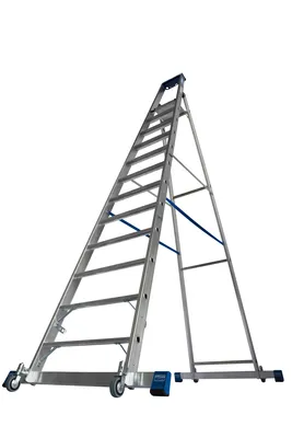 Produktbild von STABILO Stufen-StehLeiter, fahrbar mit Traverse, 12 Stufen, 127365