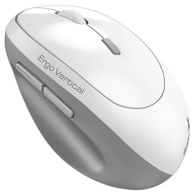 Zdjęcie produktu dla Genius Ergo 8350S, Dla praworęcznych, Projekt pionowy, Optyczny, RF Wireless + Bluetooth, 2400 DPI, Szary, Biały