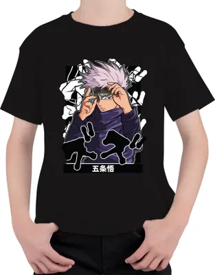 Obrázok produktu pre 五条悟 Jujutsu Kaisen Satoru Zaviazané oči Biele vlasy Estetika Anime Uni Detské tričko, čierna, 152