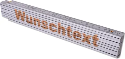 Produktbild von TE-Trend 2m Zollstock Gravur Meterstab Metermaß Gliedermaßstab Maßstab Wunschtext Namen Text 20 Zeichen Geschenk Silber