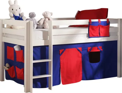 Produktbild von Spielbett >PINO< in Kiefer massiv weiss lackiert - 210x114x106 (BxHxT)