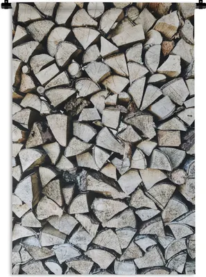 Produktbild von MuchoWow® Wandteppich Wandbehang Holz - Kamin - Winter 90x135 cm Tapisserie Dekoration Wandtuch - Baumwolle - Wandskulptur