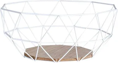 Produktbild von Famanu Obstkorb modernes Design mit Holzunterlage - Weiß
