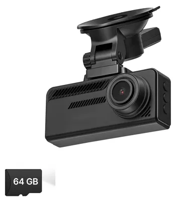 Image de Caméra embarquée SucceBuy 4K pour voiture (avant et arrière), double caméra 1080p avec GPS intégré, capteur G et carte mémoire de 64 Go, écran de 3,18 pouces, grand angle 129° + 125°, enregistrement en boucle, mode surveillance de stationnement, noir