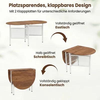 Immagine prodotto di Tavolo da pranzo pieghevole per 6-8 persone, design ovale salvaspazio