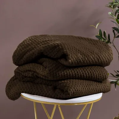 Zdjęcie produktu dla Brązowy Koc Miękka Narzuta Z Mikrofibry Sofa Koc Monte 200X220