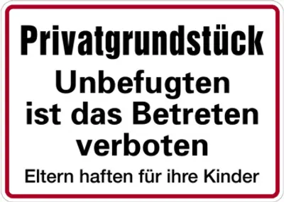 Produktbild von Schild Privatgrundstück Unbefugten ist das Betreten verboten | Alu 250x350 mm