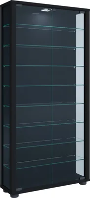Produktbild von VCM Glasvitrine stehend | Vitrine Glas mit ESG-Sicherheitsglas | Maße ca.H. 113 x B. 59 x T. 18 cm | Standvitrine Glas | Modern und platzsparend | Glas Vitrinenschrank – Lumo Maxi