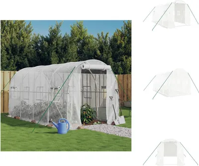 Produktbild von vidaXL Gewächshaus mit Stahlrahmen Weiß 8 m² 4x2x2 m - Gewächshäuser