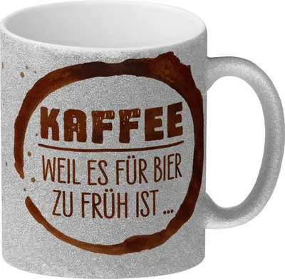 Produktbild von Kaffee weil es für Bier zu früh ist Glitzer-Glitzer-Kaffeebecher