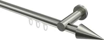 Produktbild von Interdeco Innenlaufstange / Gardinenstange mit Innenlauf Edelstahl-Optik, Typ Platon Savio (Kegel), 20 mm Ø 1-läufig, 120 cm