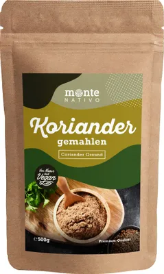 Produktbild von Koriander gemahlen Monte Nativo (500g) - Korianderpulver perfekt für Koriander Tee - Coriander - Schonend getrocknete Gewürze