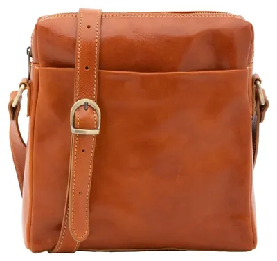 Imagen del producto de Bolso de hombro de cuero genuino para hombre, cierre con cremallera, fabricado en Italia