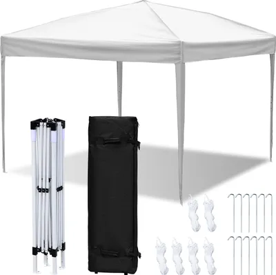 Image de Aopunly Pavillon 3x3m ohn Seiten, Festzelt Faltpavillon Gartenzelt, UV-Schutz, pour jardin terrasse fête blanc