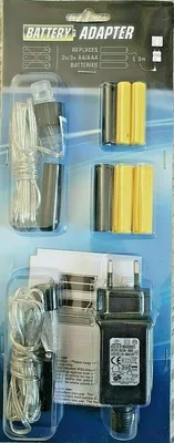 Produktbild von Batterie-Adapter mit Netzteil, 3m Kabel, 2 Zuleitungen, ersetzt 3xAA / 3xAAA