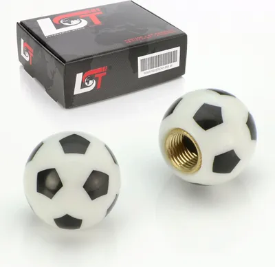Produktbild von 2x VENTILKAPPE REIFENVENTIL VENTIL KAPPE KUGEL FUßBALL WEIß FÜR PKW LKW MOTORRAD