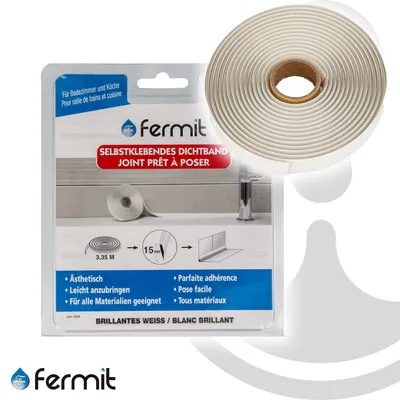Product packaging for a sealing tape, with a roll of tape shown separately.