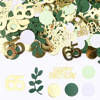 Produktbild von Konfetti für den 65. Geburtstag, in Grün und Gold, 200 Stück