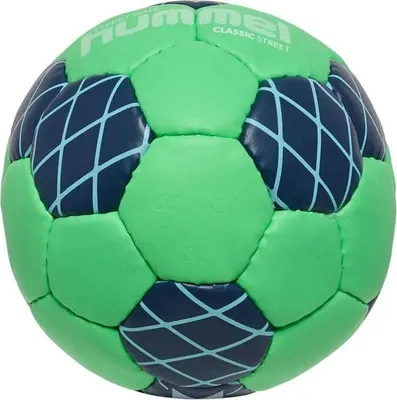 A close-up studio shot of a handball.