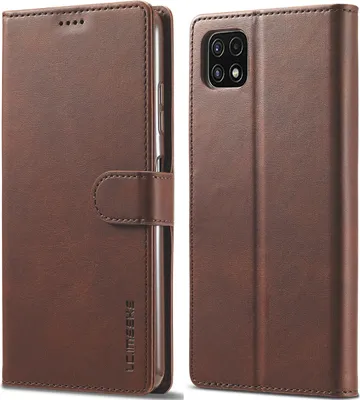 Produktbild von Samsung Galaxy A22 5G Hülle, Klapphüllen Brieftasche Leder Magnetverschluss Ständer Schutzhülle für Galaxy A22 5G Braun