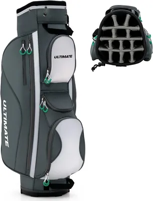 Produktbild von GOPLUS Golftasche, leichte Golfreisetasche mit 14 Trennwänden, 7 Reißverschlußtaschen, Wertsachentasche, Kühltasche, Schultergurt, Regenhaube & Regenschirmhalter, Tragetasche für Golfschläger