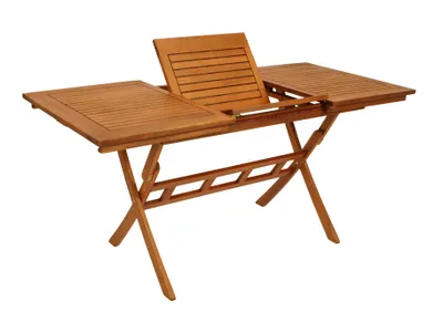 Produktbild von DEGAMO Gartentisch LAGO 110/160x75cm, Eukalyptus geölt, klappbar + ausziehbar