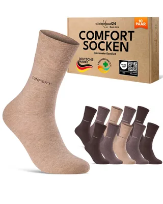 Produktbild von Comfort Socken ohne Gummibund Damen Herren - 70209T Beige Hellbraun Dunkelbraun 43-46 10 Paar