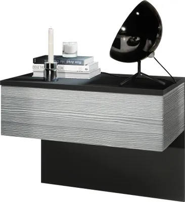 Produktbild von Vladon Nachttisch Sleep,  Germany, Nachttischschrank mit Schublade zur Wandmontage, Schwarz matt/Avola-Anthrazit (60 x 46 x 35 cm)