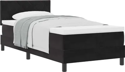 Obrázok produktu pre Posteľ s pružinovým rámom s matracmi Čierna 90 x 200 cm Zamat