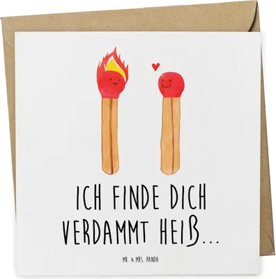 Produktbild von Mr. & Mrs. Panda Grußkarte Streichhölzer - Weiß - Geschenk, Klappkarte, anlasskarte, doppelkarte, Freundin, Liebesbeweis, Glückwunschkarte, faltkarte, Liebesgeschenk