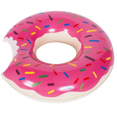 Produktbild von Aufblasbarer Donut Schwimmreifen 100cm XXL Riesen Schwimmring Pool Party Wasserliege Strand Spielzeug für Erwachsene & Kinder Rosa Pink