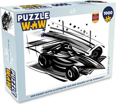 Obrázek produktu pro MuchoWow MuchoWow® Puzzle 1000 ks Černobílá ilustrace vozu Formule 1