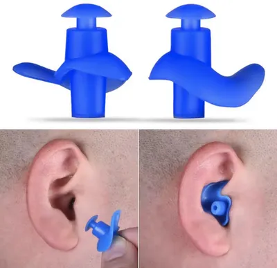 Immagine prodotto di Tappi per le orecchie da nuoto in silicone – Tappi per le orecchie – 1 paio – Blu – Riutilizzabili – Adatti per il nuoto – Protezione dell'udito – Riduzione del rumore – Impermeabili – Blu – Include una custodia per il trasporto – CHPN