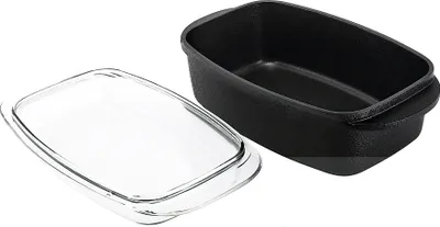 Image de Plat avec couvercle Mercon, intérieur en aluminium forgé et céramique marbrée, compatible induction, 32 x 21 x 11 cm