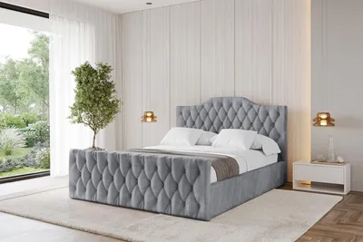 Produktbild von ALTDECOR Polsterbett mit Bettkasten  -  FALIO-Z - 160x200 Hellgrau - Bett mit Kopfteil und Fußteil, Boxbett ohne Matratze, Doppelbett mit Stauraum