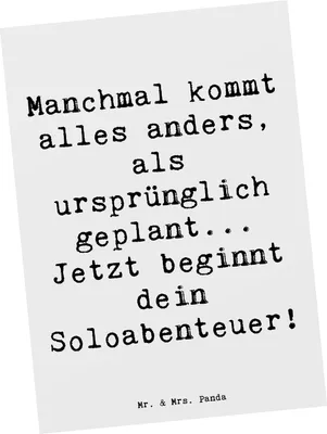 Produktbild von Mr. & Mrs. Panda Postkarte Spruch Scheidung Soloabenteuer - Weiß - Geschenk, Heiraten, Ansichtskarten, Heirat, Hoffnung, Grußkarte, Postkarten, Fotokarte, Geschenke